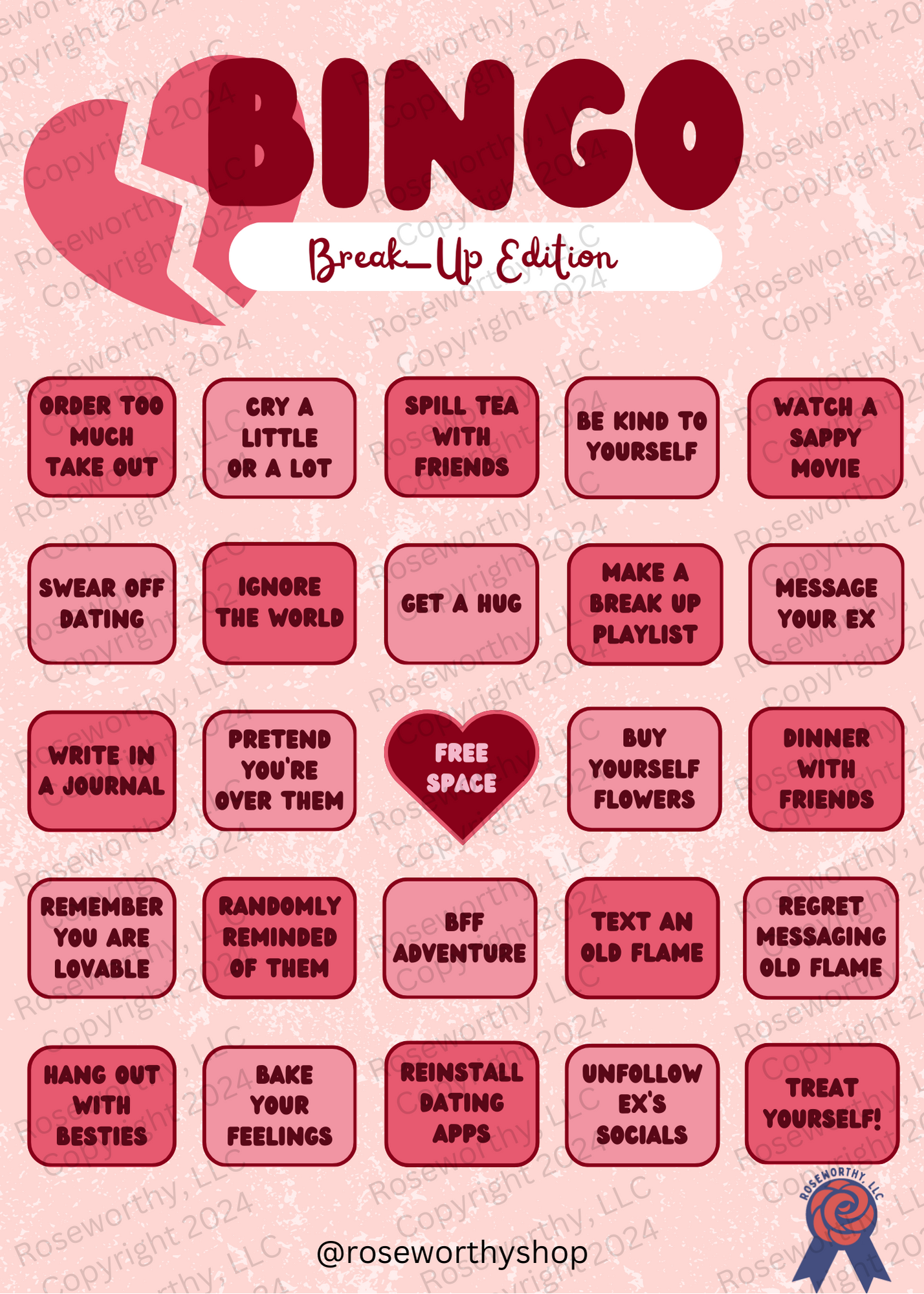 Break-Up Bingo Card!