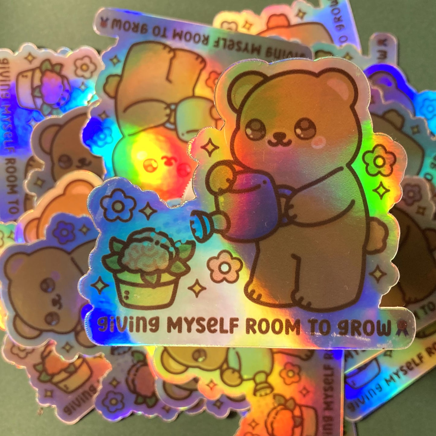 Bearly Growing Holographic Sticker